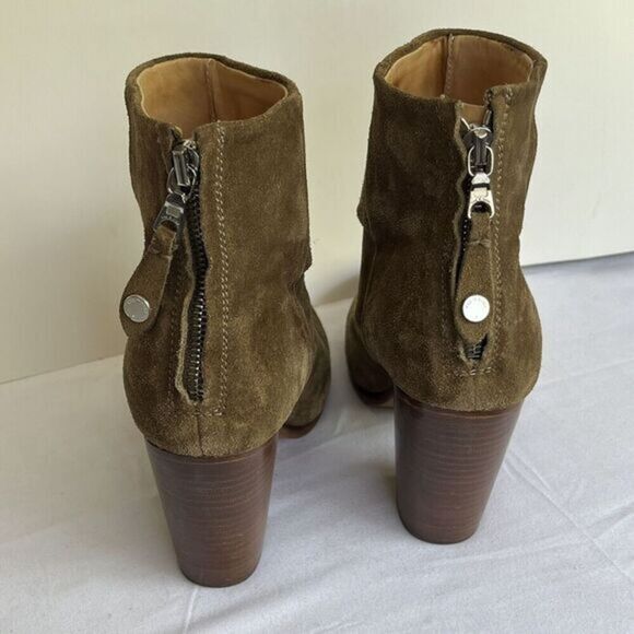 Rag & Bone Suede Ankle Bootie Boot Size 9 Green Chunky Heel Back‎ Zip Bohemian - Picture 5 of 16